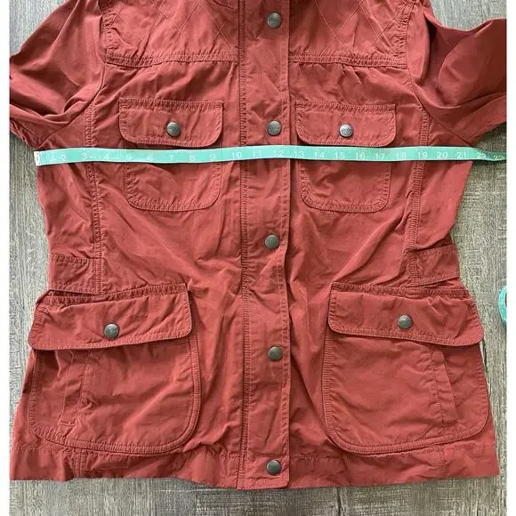 LL Bean Signature Waxed Utility Field Jacket Womens L Rust Red Orange Pockets - Picture 8 of 9